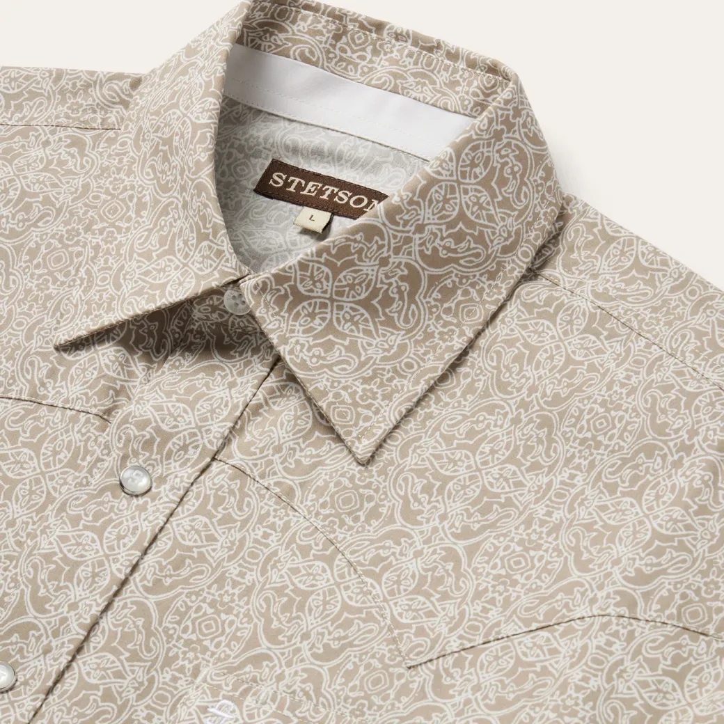 Sand Medallion Print Western Shirt