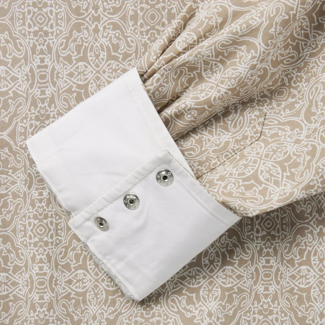 Sand Medallion Print Western Shirt