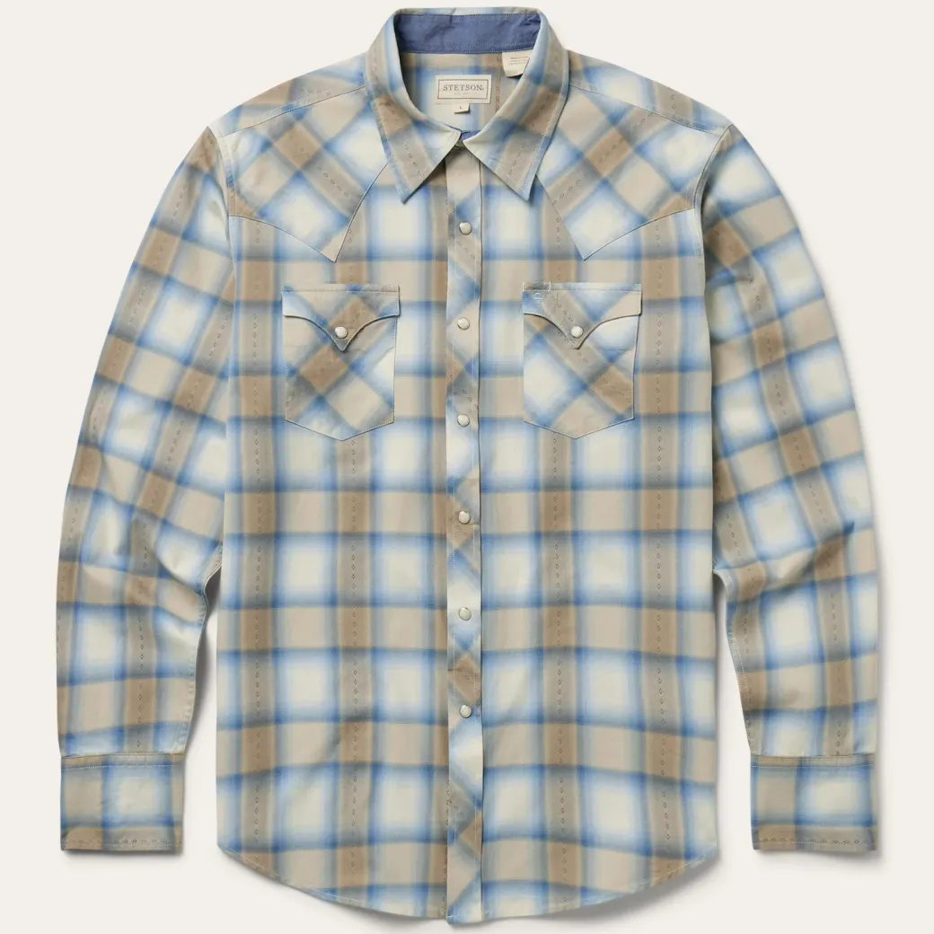 Sand Plaid Dobby Western Shirt