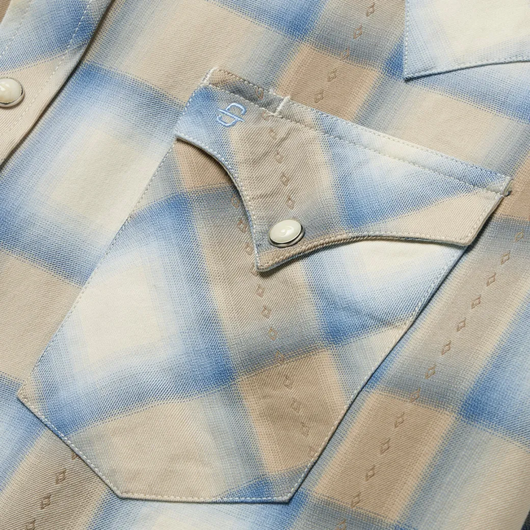 Sand Plaid Dobby Western Shirt