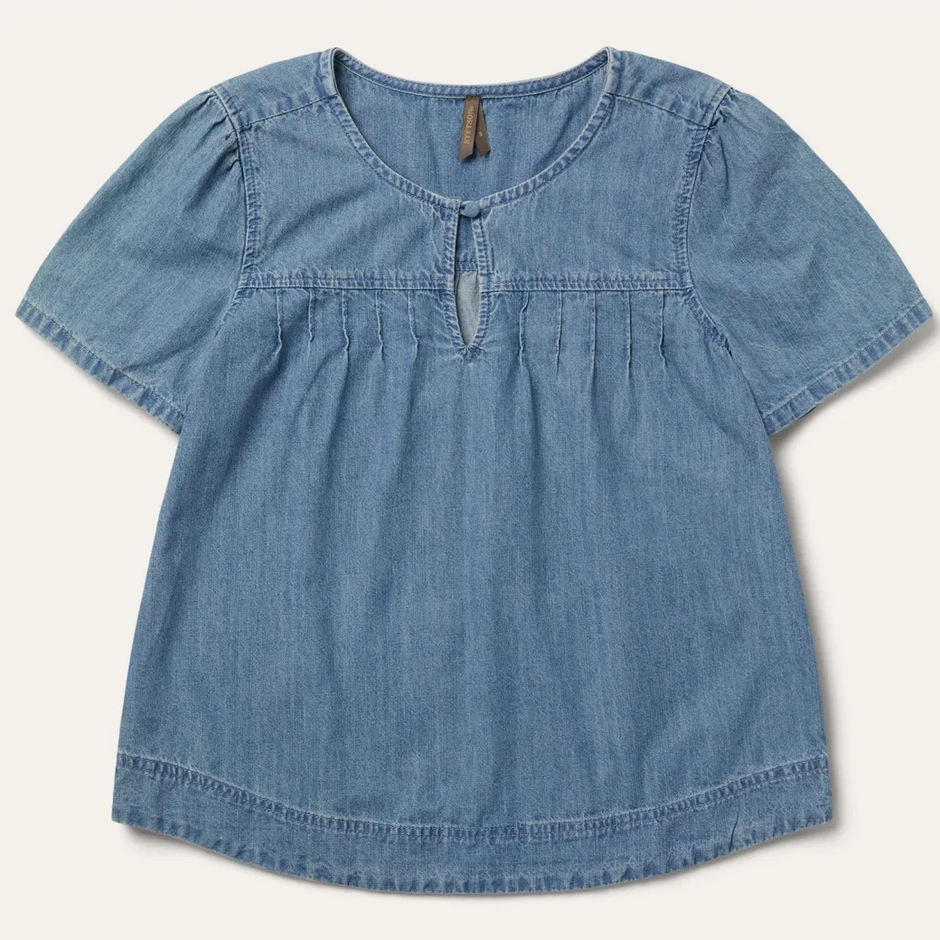 Short-Sleeved Denim Blouse