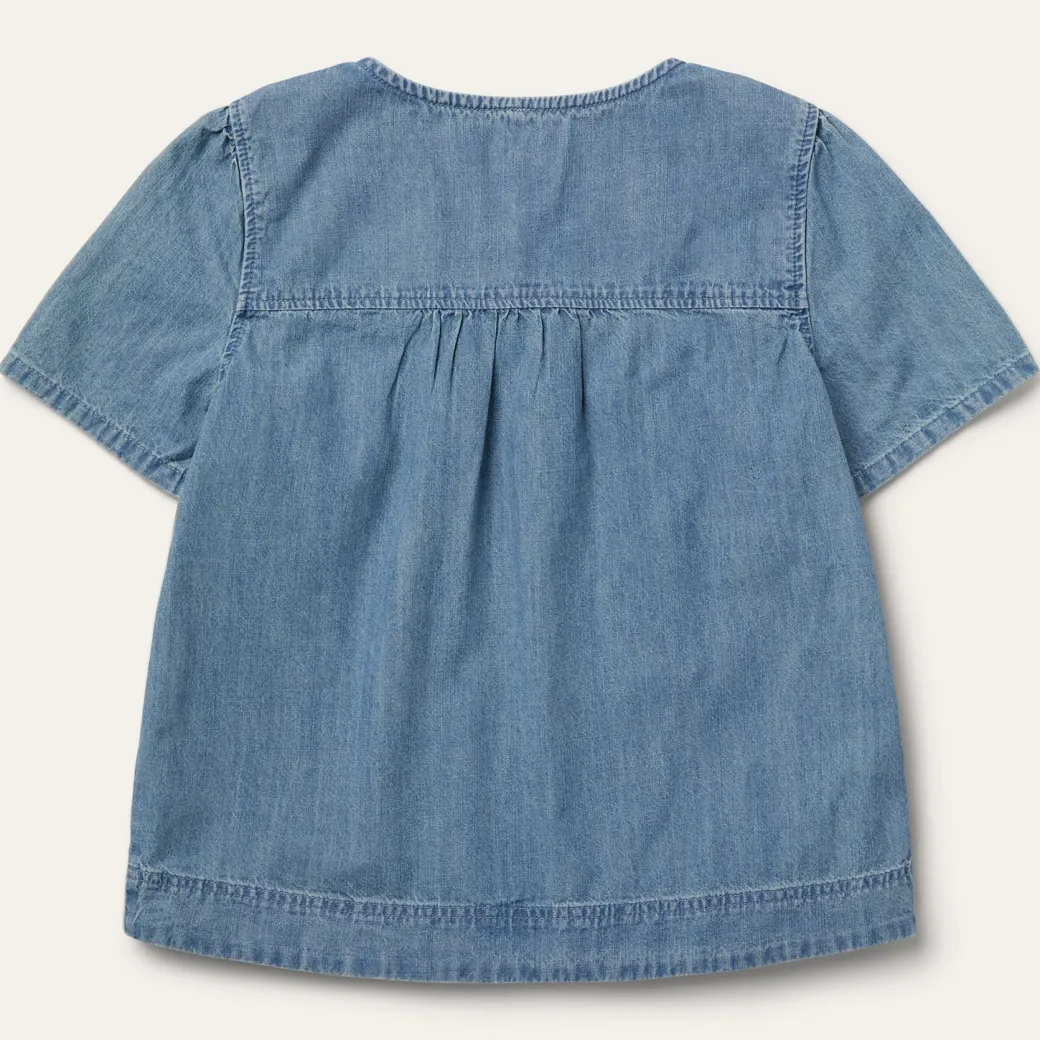 Short-Sleeved Denim Blouse