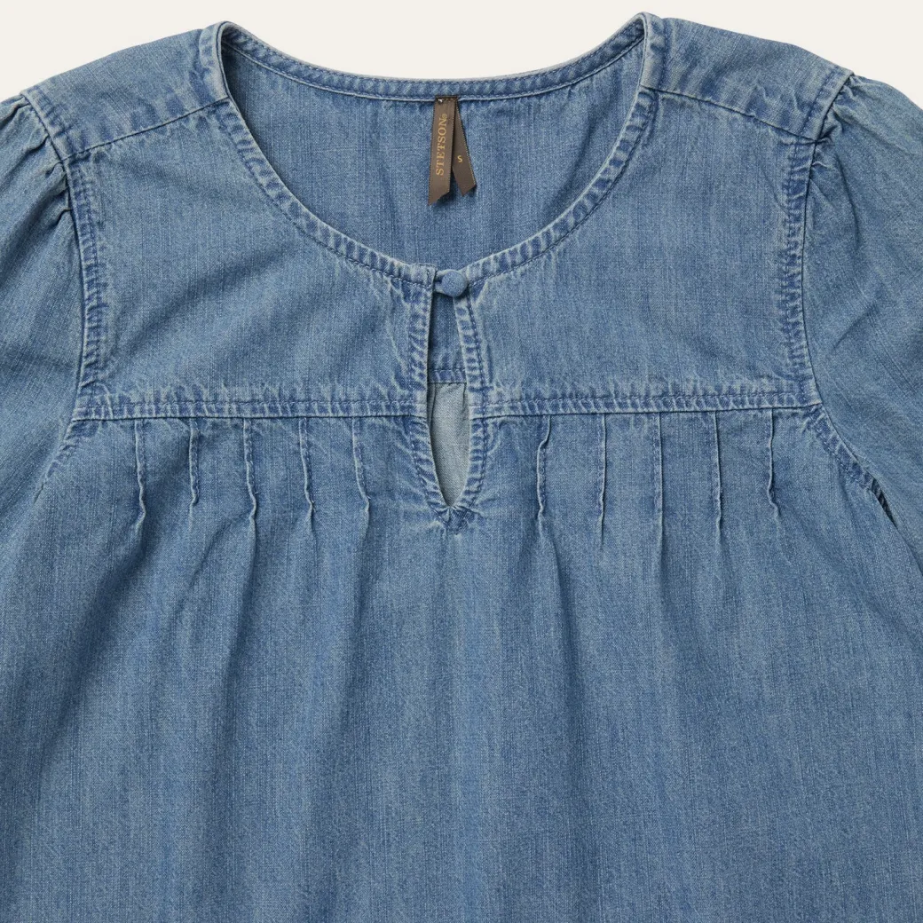 Short-Sleeved Denim Blouse