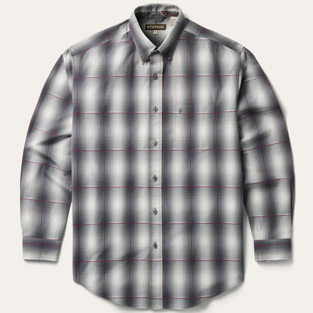 Smoke Ombre Plaid Button Front Shirt