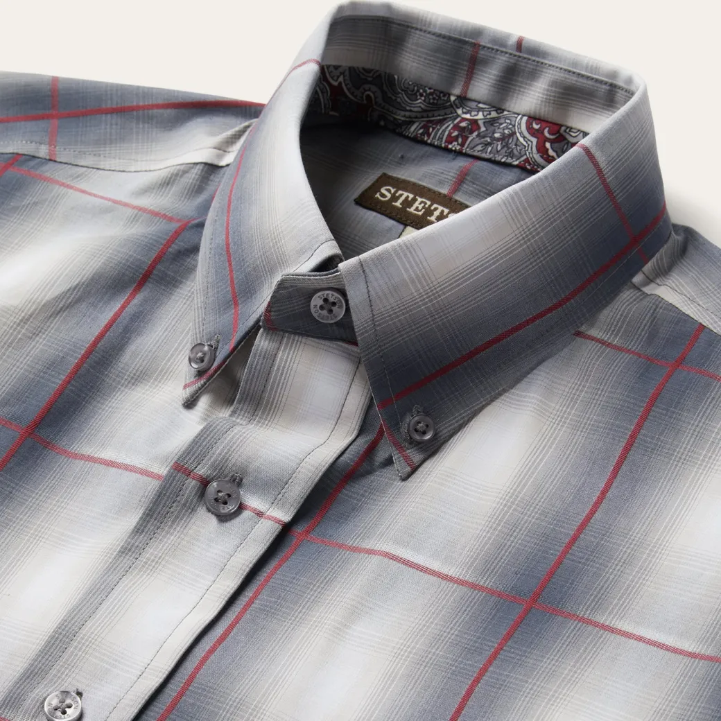 Smoke Ombre Plaid Button Front Shirt