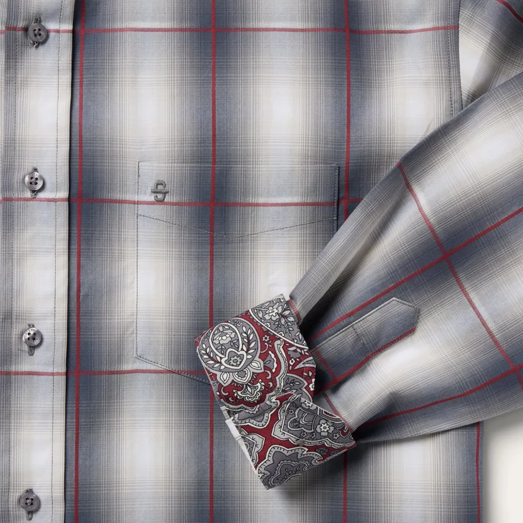 Smoke Ombre Plaid Button Front Shirt