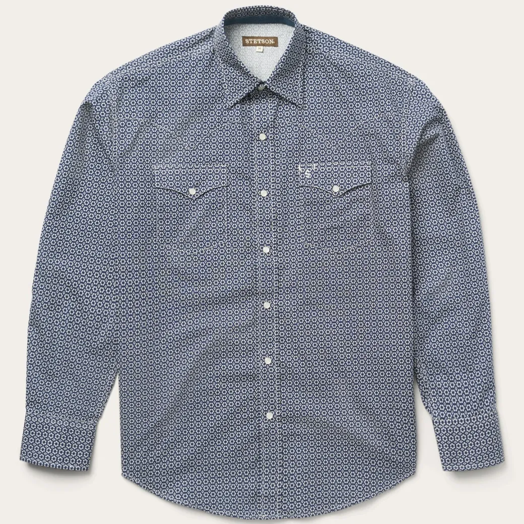 Snap Front Shirt in Deep Blue