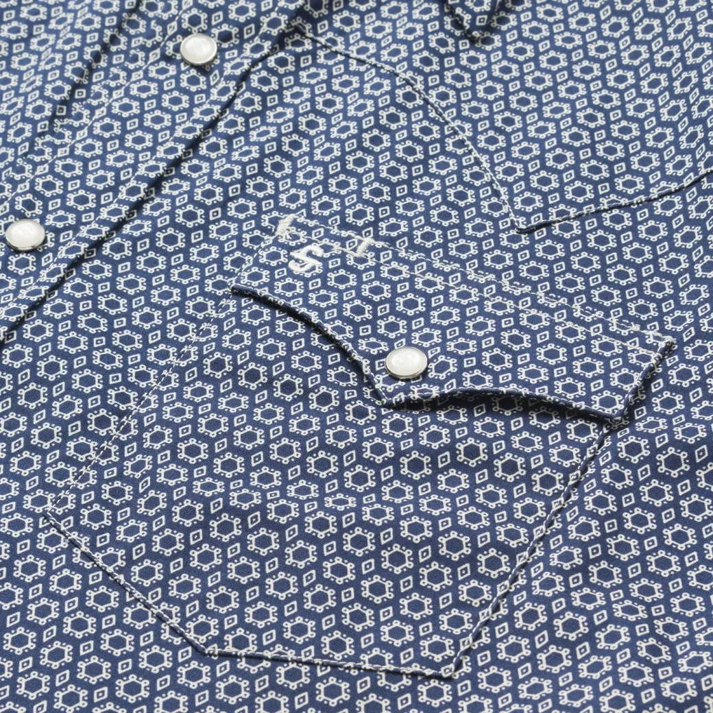 Snap Front Shirt in Deep Blue