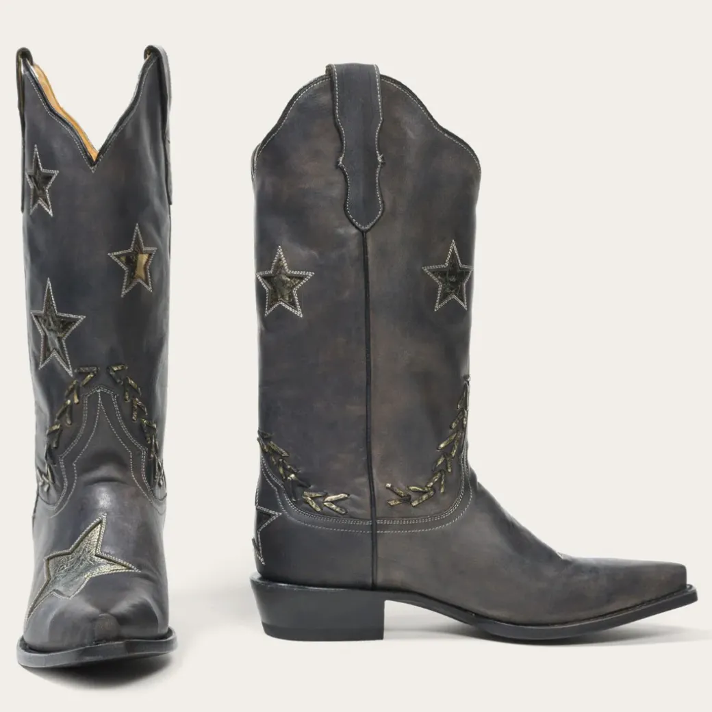 Star Distressed Black Cowboy Boot