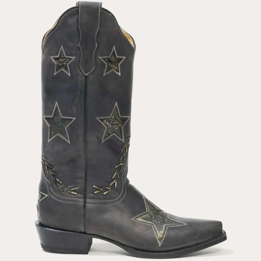 Star Distressed Black Cowboy Boot
