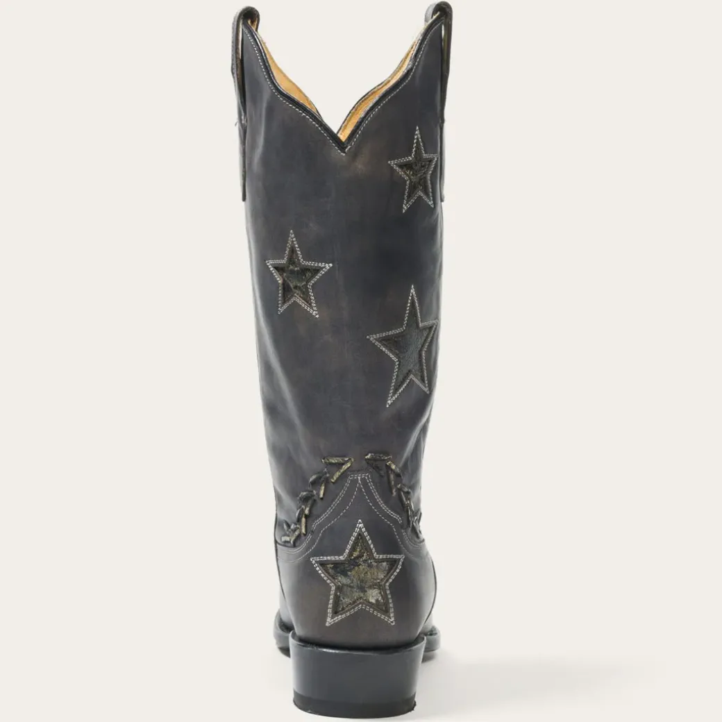 Star Distressed Black Cowboy Boot